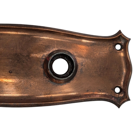 (2) Antique Victorian Copper Plated Keyhole Escutcheons, Door Backplates - Picture 7 of 13